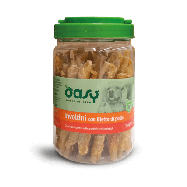 Oasy Snack Involtini con Filetto di Pollo 350g Oasy Snack Involtini con Filetto di Pollo 350g